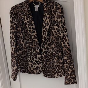 Cache Leopard Print Blazer in Brown and Black